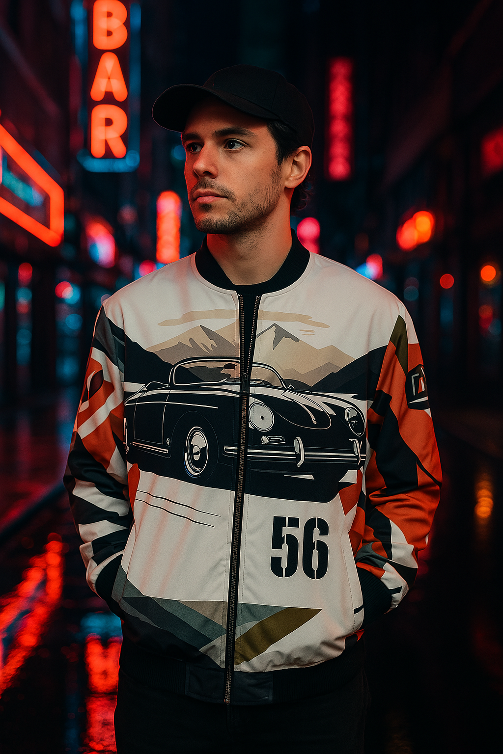 Tropical Heat Vintage Pro Turing sports car Unisex Bomber Jacket