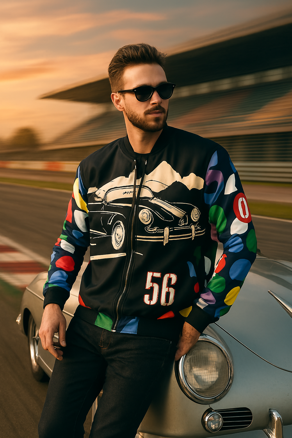 The Pack Man Vintage Pro Turing sports car Unisex Bomber Jacket