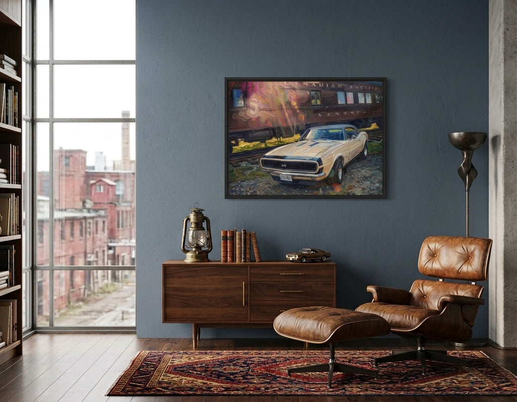 Camaro ss 1967 Framed canvas oil painting print