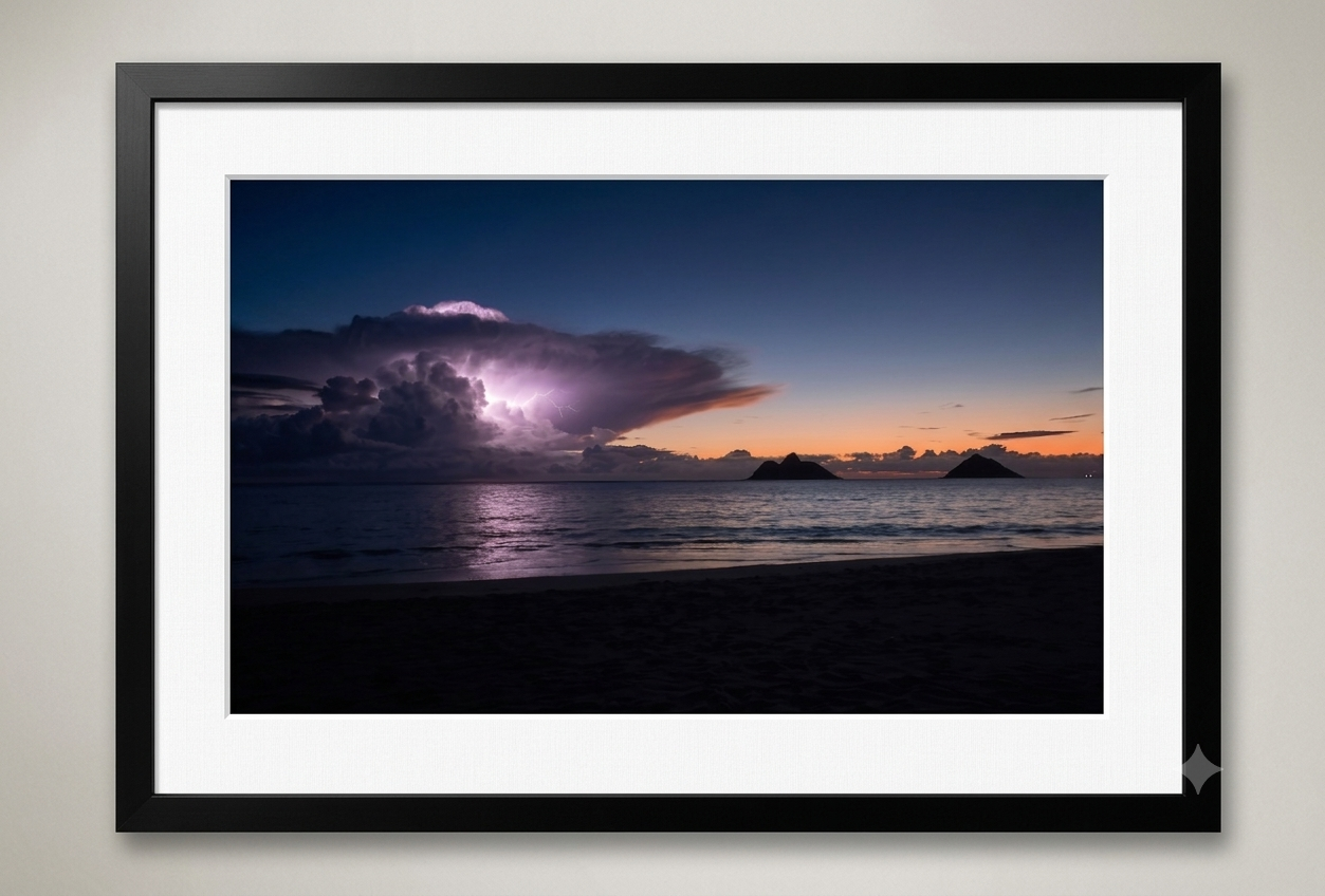 Lanikai Beach Storm photo Poster (frame not included )