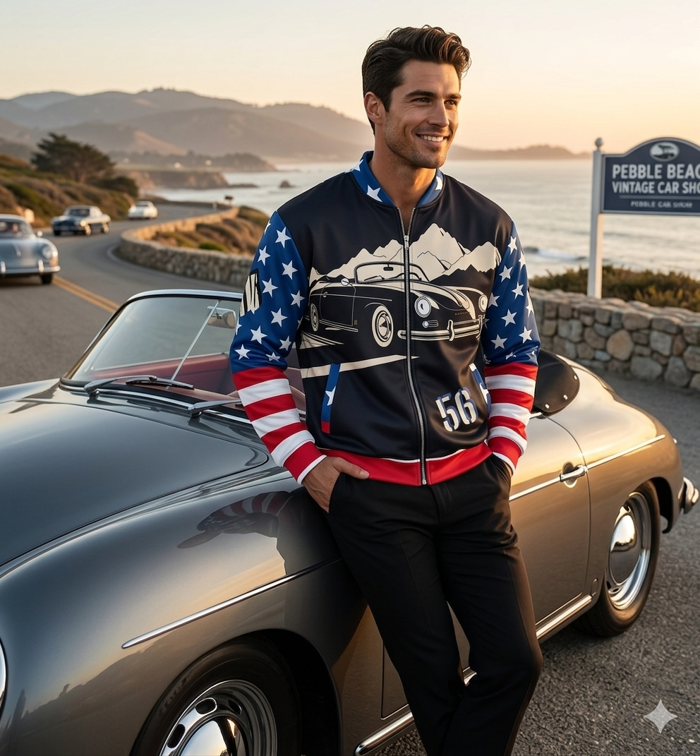 USA The McQueen Vintage Pro Turing sports car Unisex Bomber Jacket