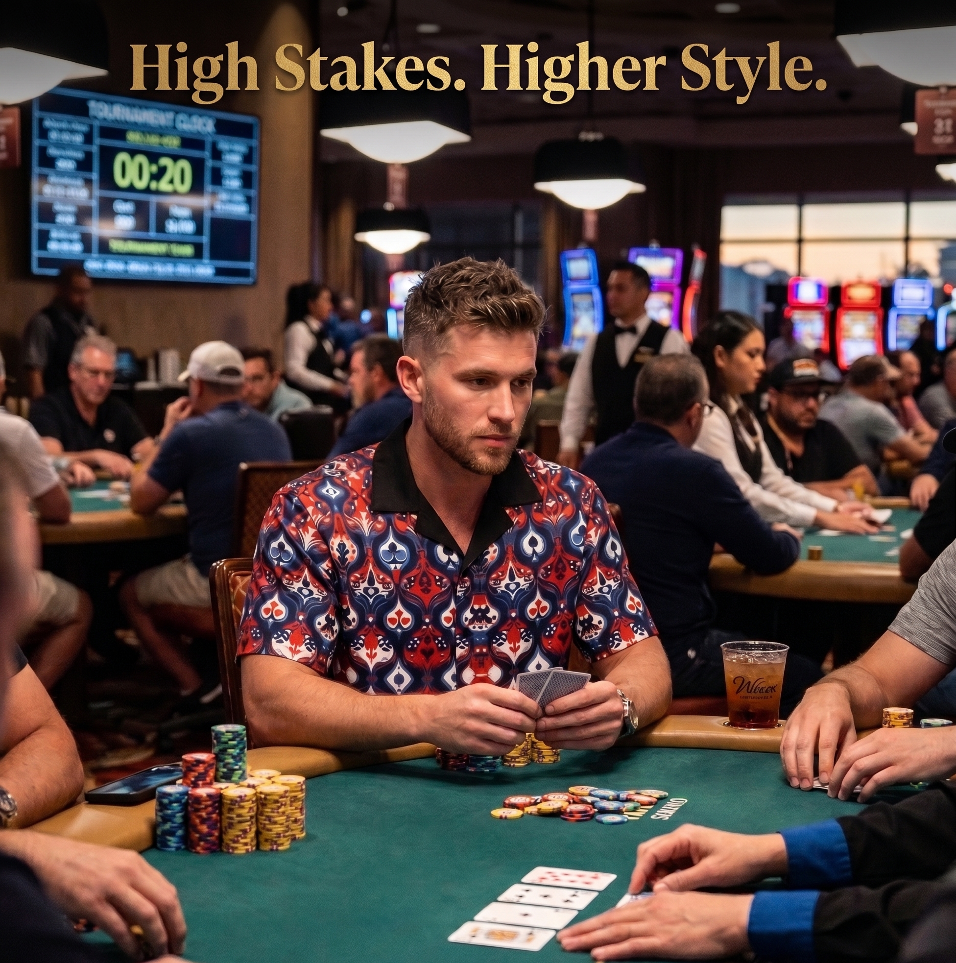Poker all in  button shirt