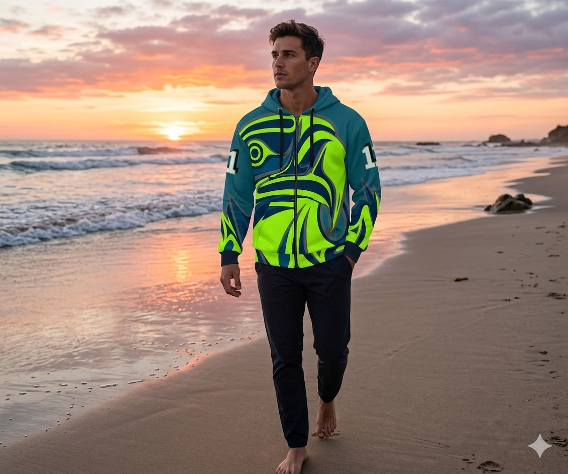 Pacific northwest  inspired design spirit art zip hoodie Unisex zip hoodie