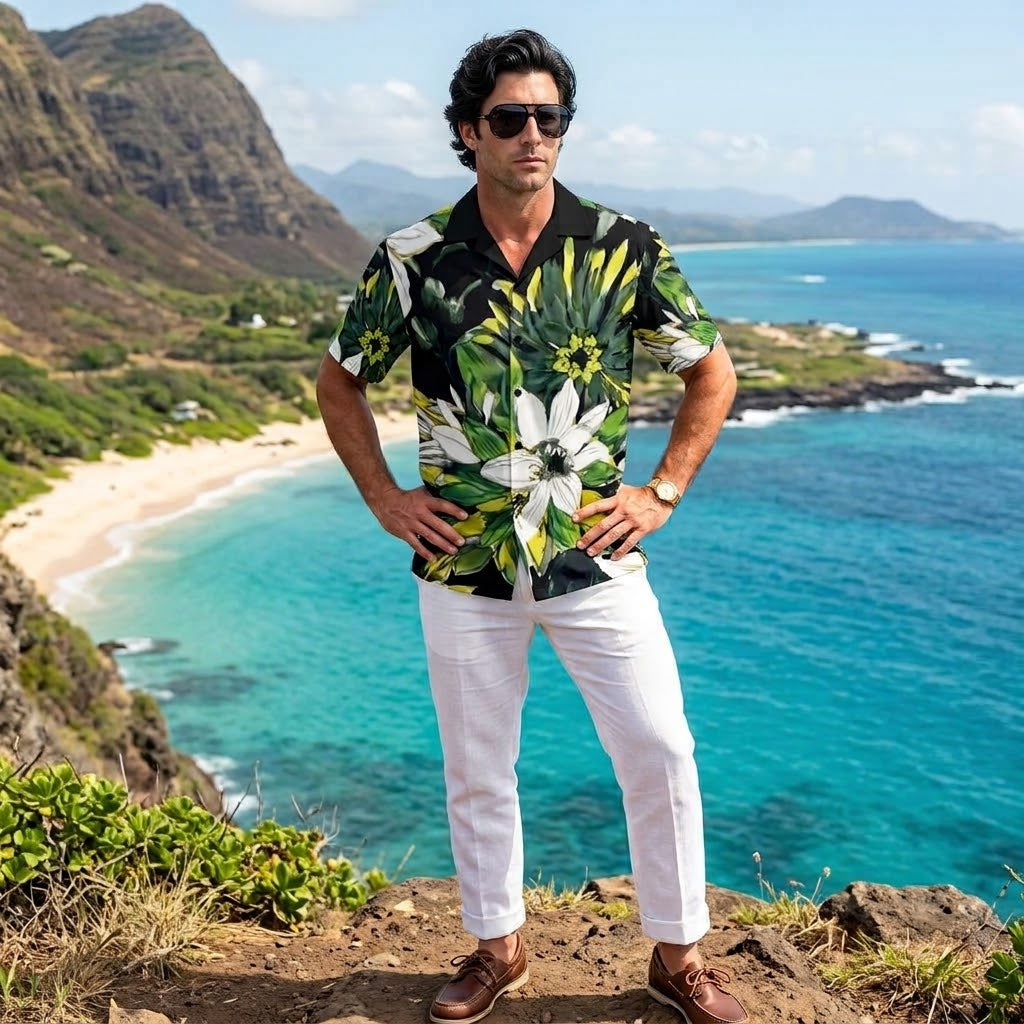 |The Oahu Retro Hawaiian Button Shirt classic 70s